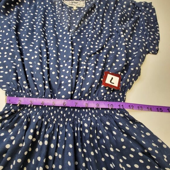 NEW Blue and White Polka Dot Rayon Romper Dress  Size L  Size XL - nwot - Picture 8 of 16